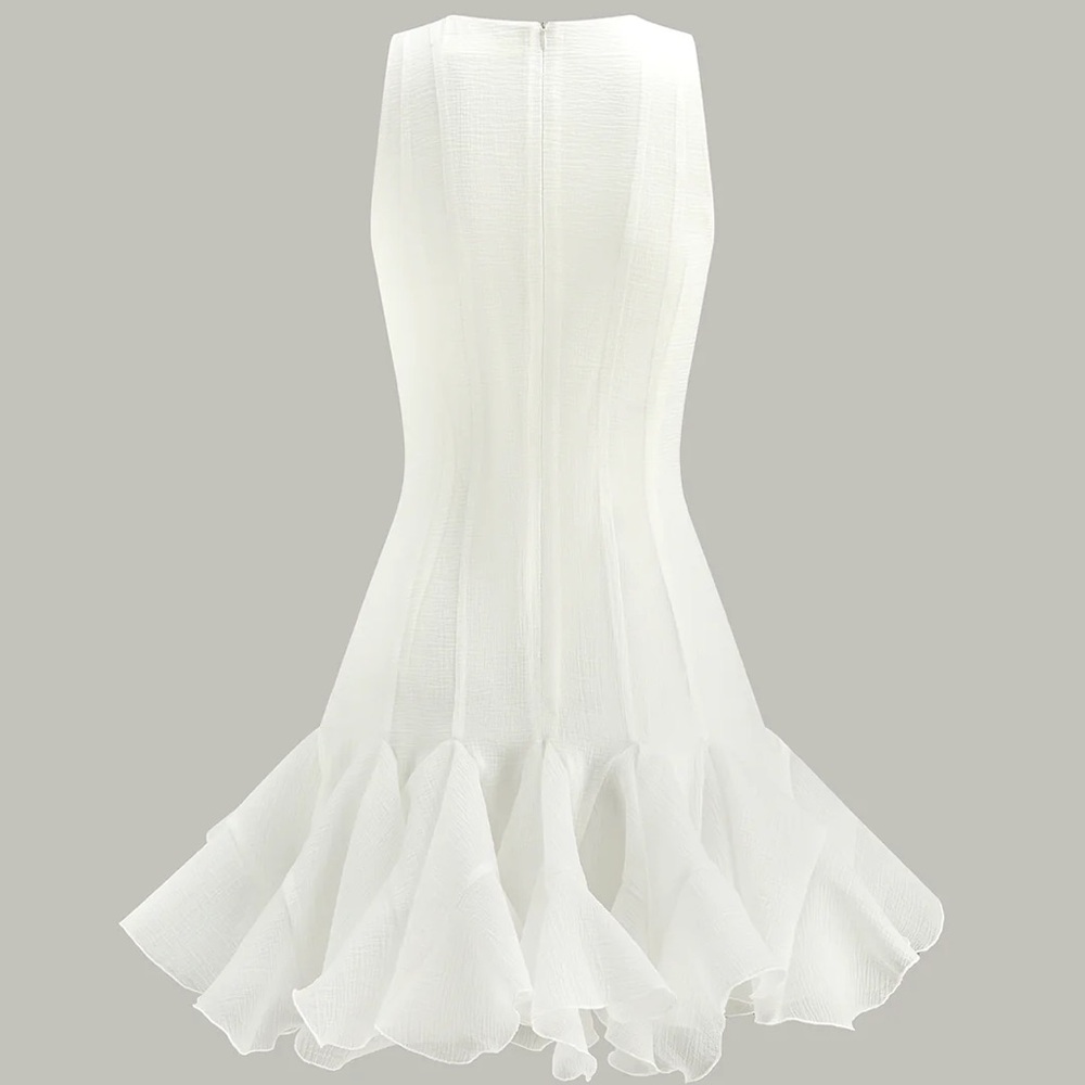 Commense White Ruffled Hem Mini Dress - Picture 8 of 9